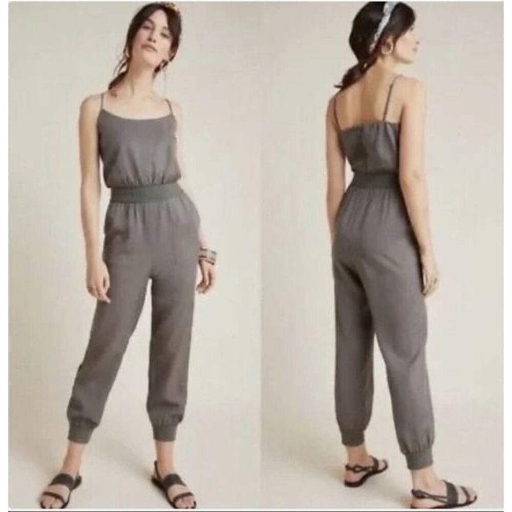 Anthropologie Lightweight Soft Flowy Jogger Pant Style Tank Jumpsuit w Pockets